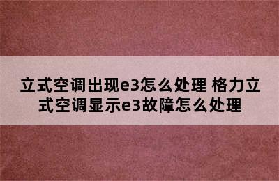 立式空调出现e3怎么处理 格力立式空调显示e3故障怎么处理